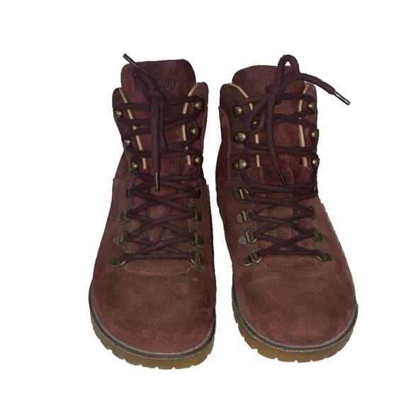 Birkenstock Jackson Hiker Boots EU 42 L Women US 11 Burgundy Oiled Suede Lace - Picture 2 of 9